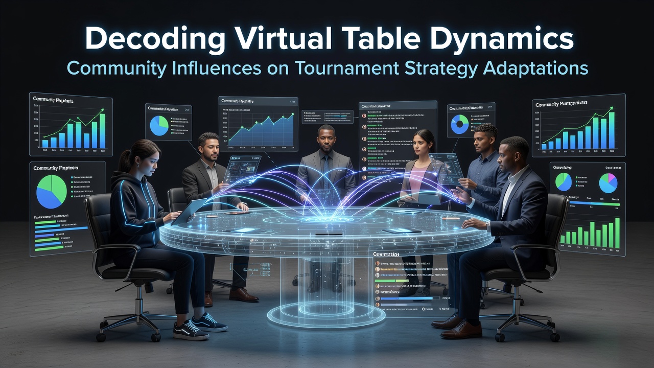 Group of online poker players analyzing hand histories together on shared screens with solver software visible